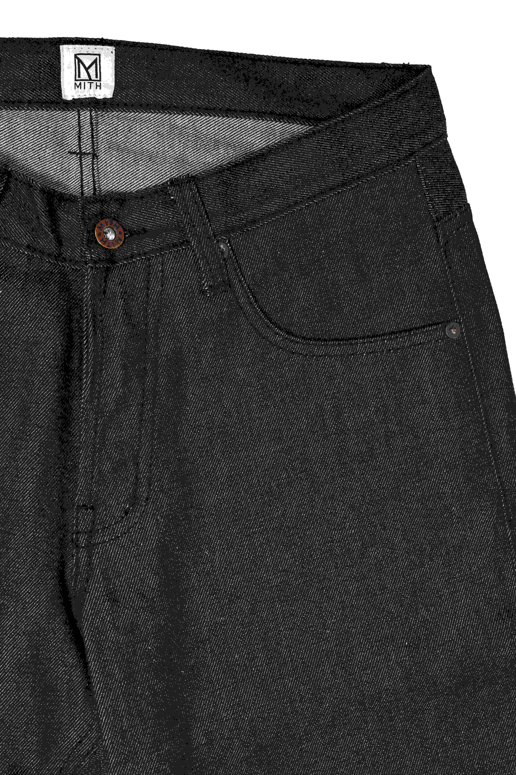 13 oz Japanese Raw Denim Charcoal Gray Jeans – Brass hardware detail