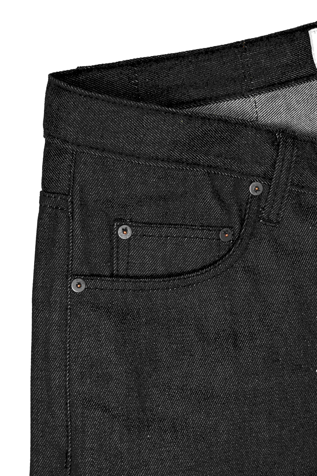 13 oz Japanese Raw Denim Charcoal Gray Jeans – Brass hardware detail