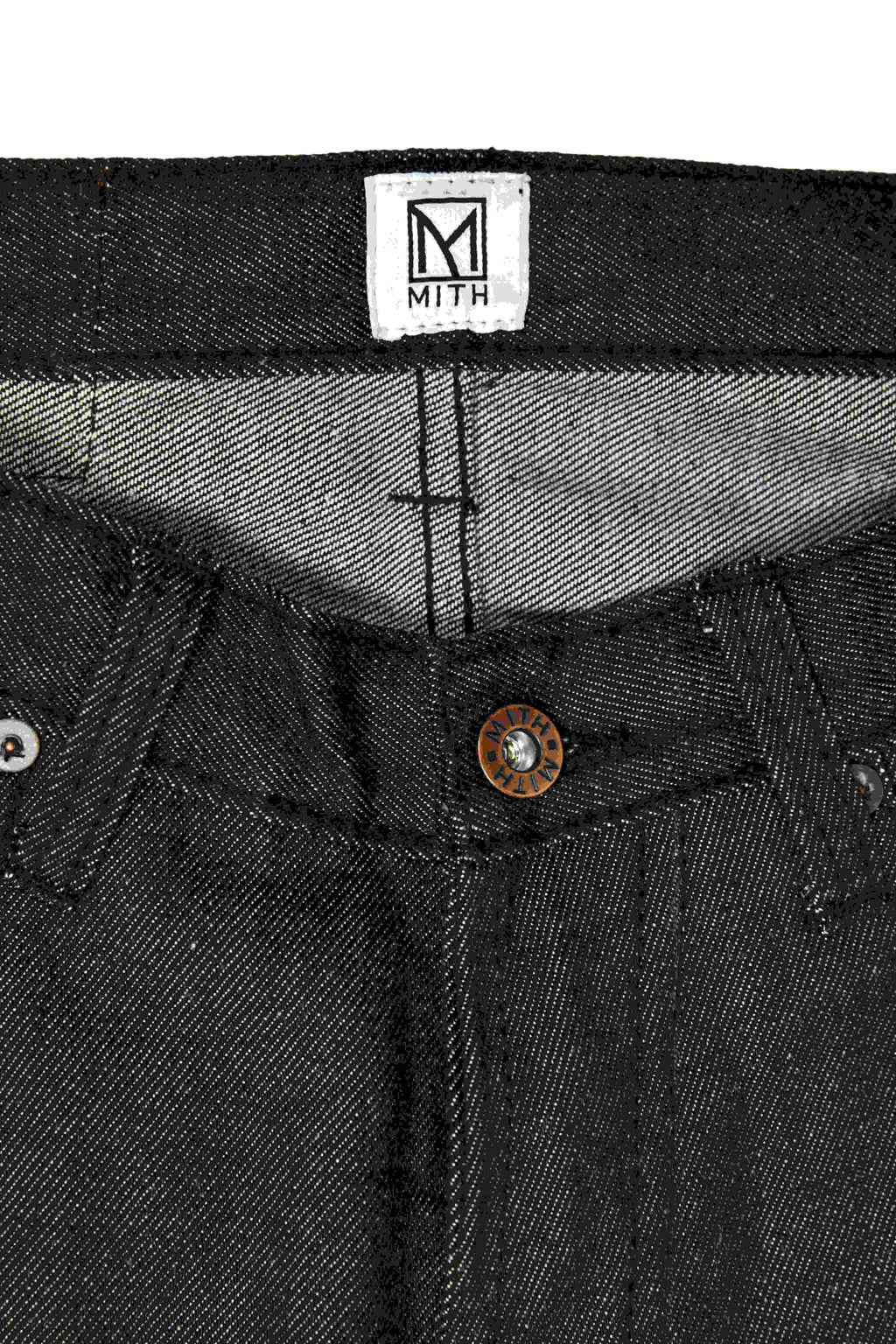 13 oz Japanese Raw Denim Charcoal Gray Jeans –  with a brand label on a white background