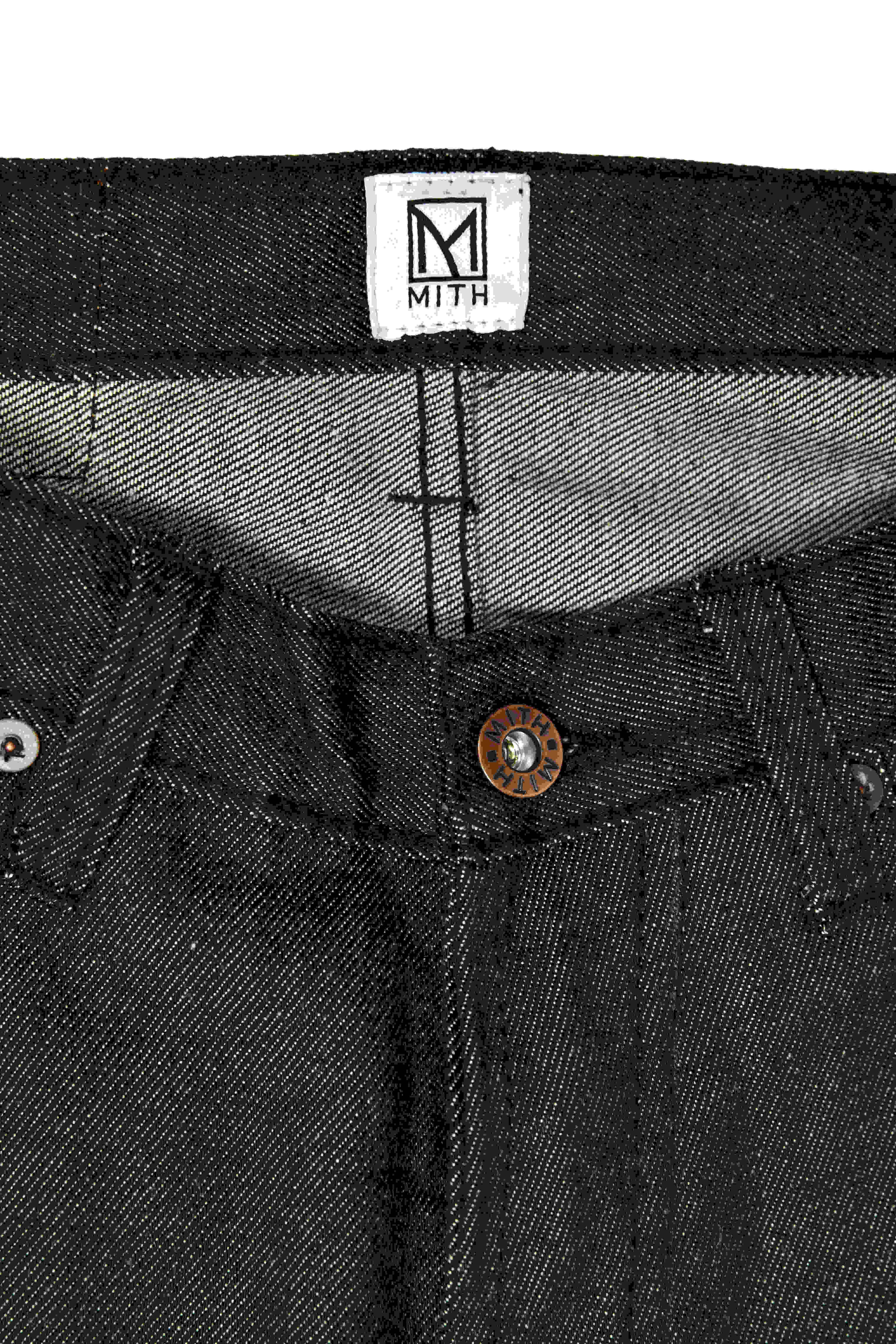 13 oz Japanese Raw Denim Charcoal Gray Jeans –  with a brand label on a white background