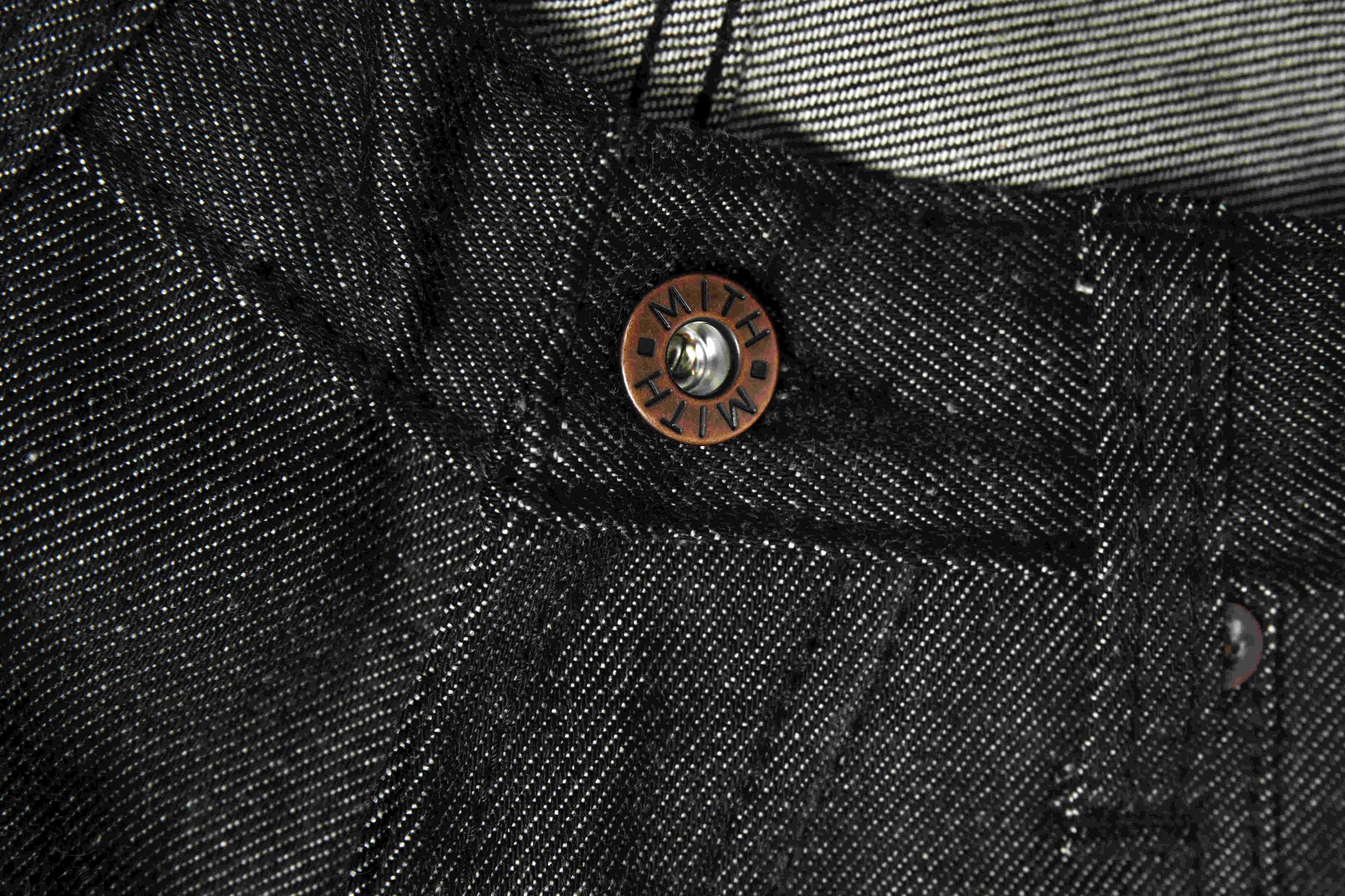 13 oz Japanese Raw Denim Charcoal Gray Jeans –  with a brand label on a white background