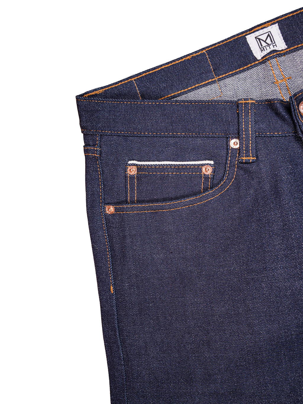 13 oz Japanese Selvedge Raw Denim Jeans - brand label on a white background
