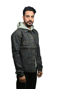 Type II Japanese raw denim jacket in indigo — front view