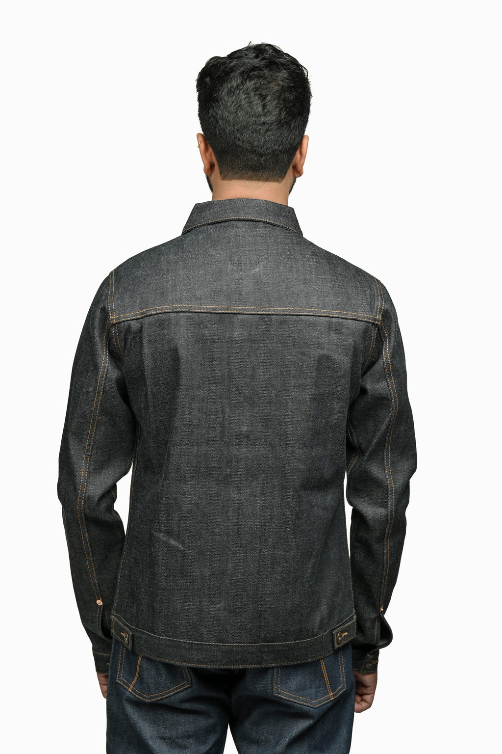 13 oz Japanese Raw Denim Type II Jacket – Model back view