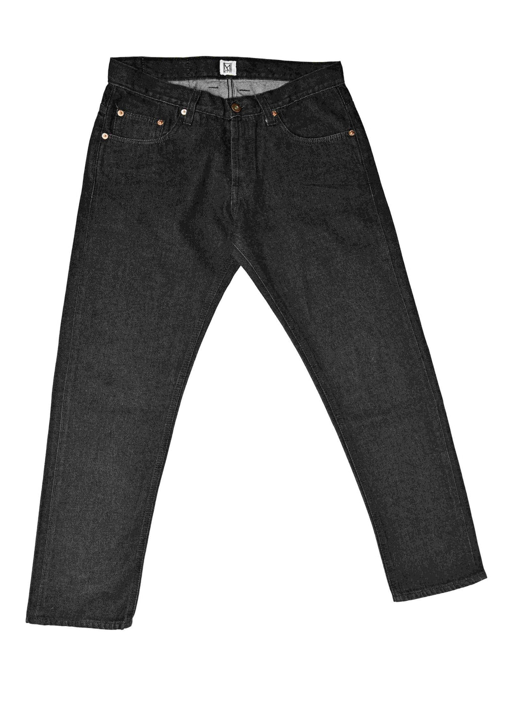 13 oz Japanese Raw Denim Charcoal Gray Slim Fit Jeans – Front view