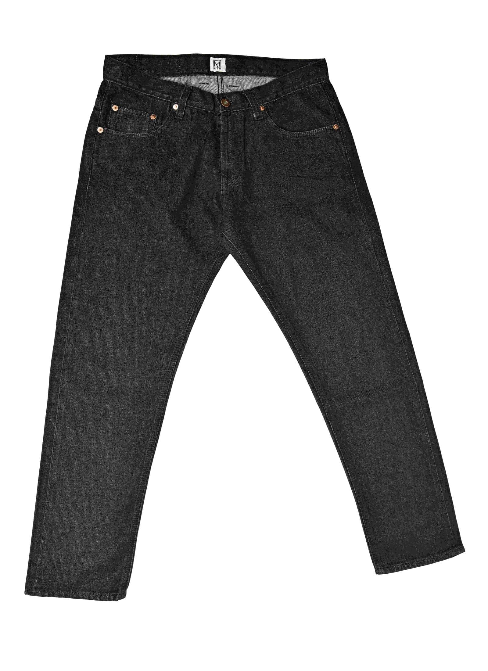 13 oz Japanese Raw Denim Charcoal Gray Slim Fit Jeans – Front view